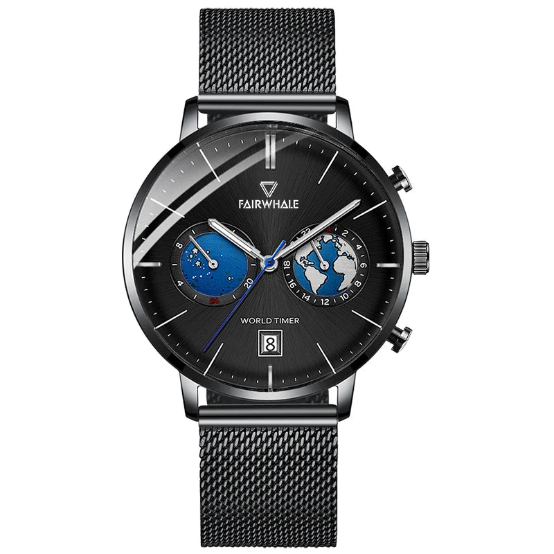 Newest Luxury Multi-Function Men's Leather Quartz Watches Business Simple Design-9