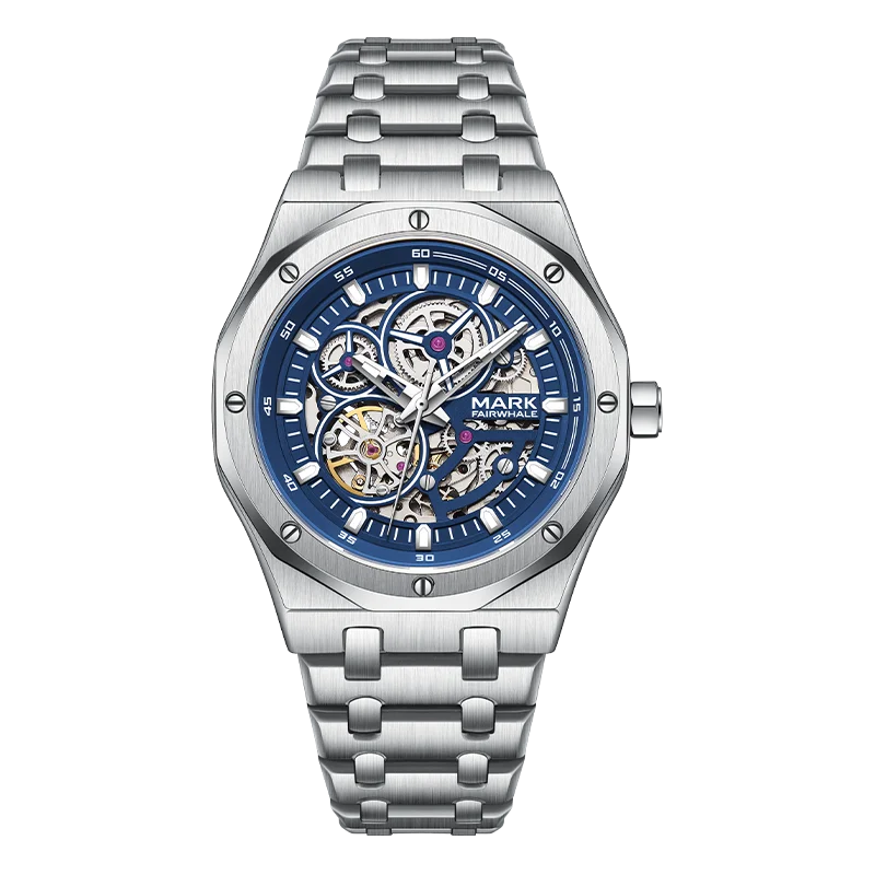 Mark Fairwhale 2024 New Men's Business Fashion Watch Hollow Waterproof Luminous Automatic Mechanical Watch-7