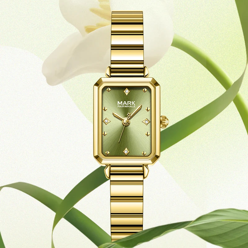 Mark Fairwhale Ladies Watch Elegant Square Luxury Quartz Watches Fashion Stainless Steel Watchband Women's Wristwatches-5