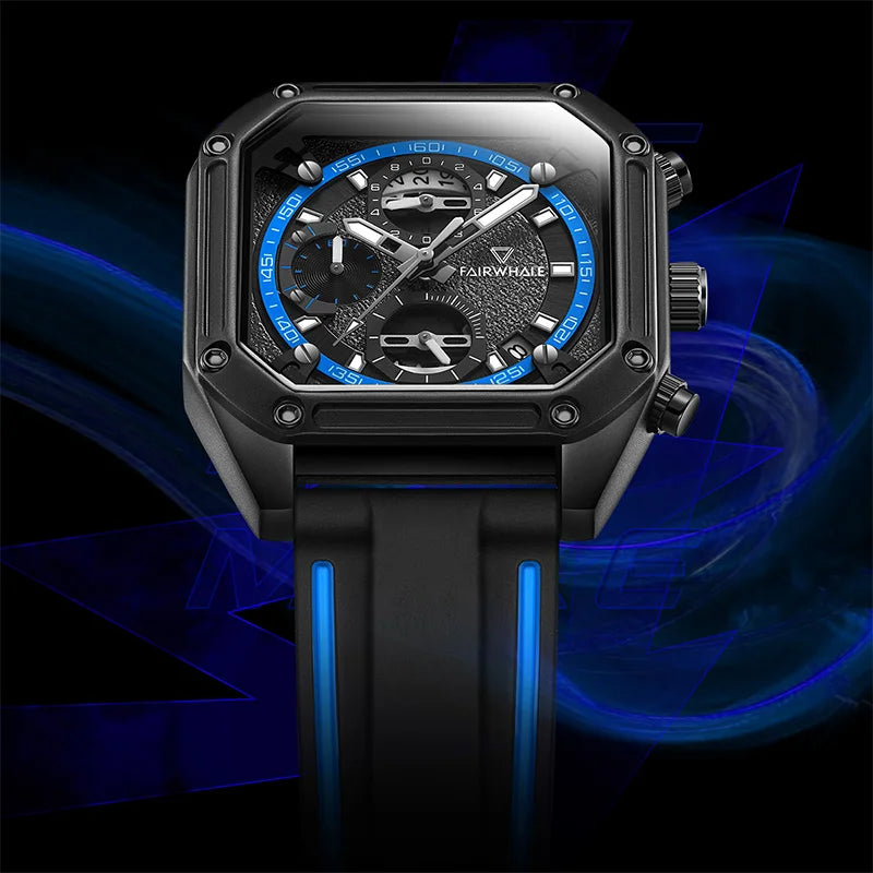 Fairwhale  New Watches Men Chronograph Sport Watches High Quality Silicone Strap Quartz Wristwatch-0