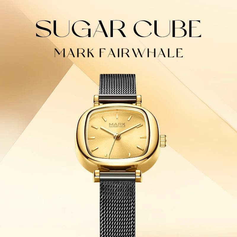 Mark Fairwhale Hot Sale Women's Quartz Watch Light Luxury Square Dial 24mm Alloy Case Business Versatile Mesh Strap Girl Watch-4