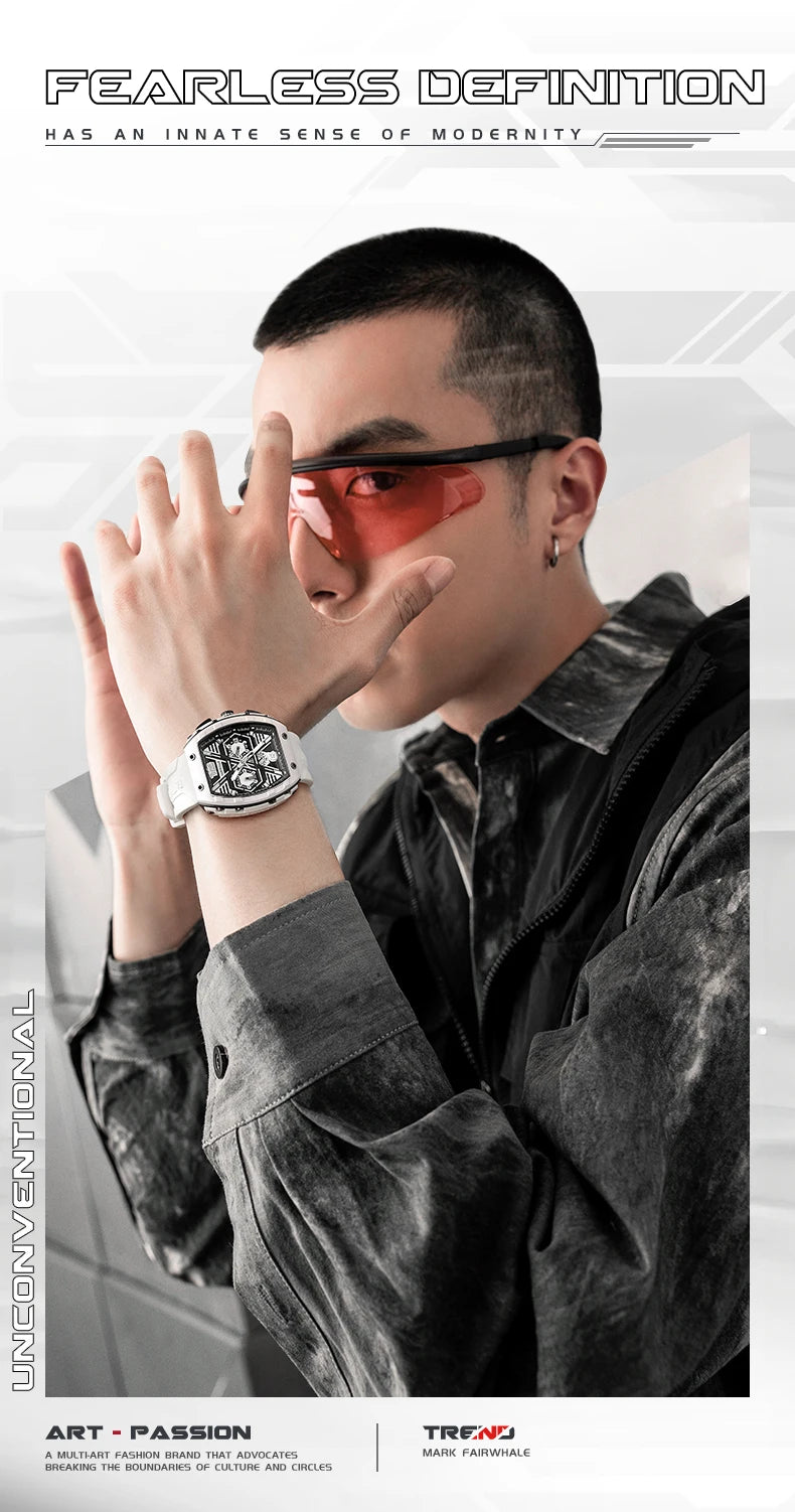 Fairwhale New Fashion Sport Individual Domineering Luxury Men's Watches Rubber Strap Quartz Wristwatches for Men Watch Calendar-4