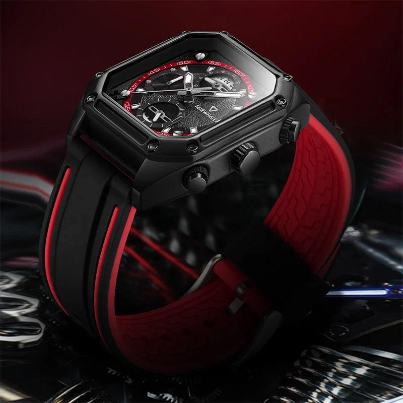 Fairwhale  New Watches Men Chronograph Sport Watches High Quality Silicone Strap Quartz Wristwatch-2
