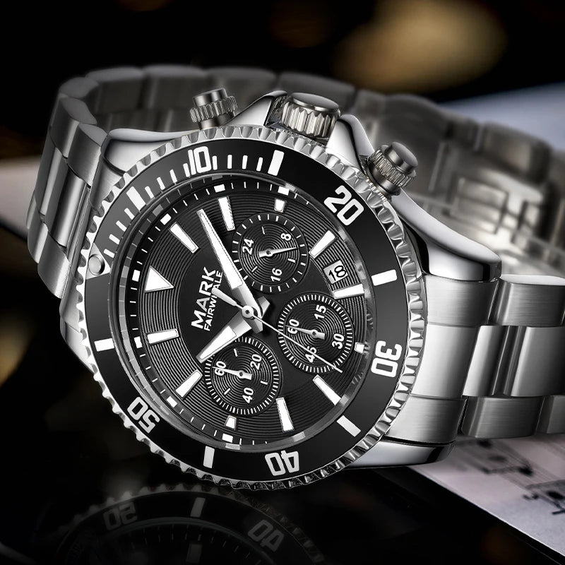 Mark Fairwhale New Arrived Hot Sale Stainless Steel Brand Sport Luxury Watch Men Quartz Wristwatch-7