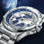 Mark Fairwhale Luxury Automatic Men's Quartz Movement Watch Stainless Steel Band and Luminous Pointer Dial Display Wrisswatch-0