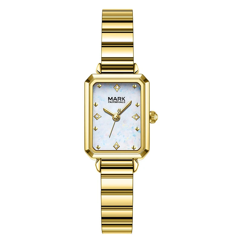 Mark Fairwhale Ladies Watch Elegant Square Luxury Quartz Watches Fashion Stainless Steel Watchband Women's Wristwatches-7