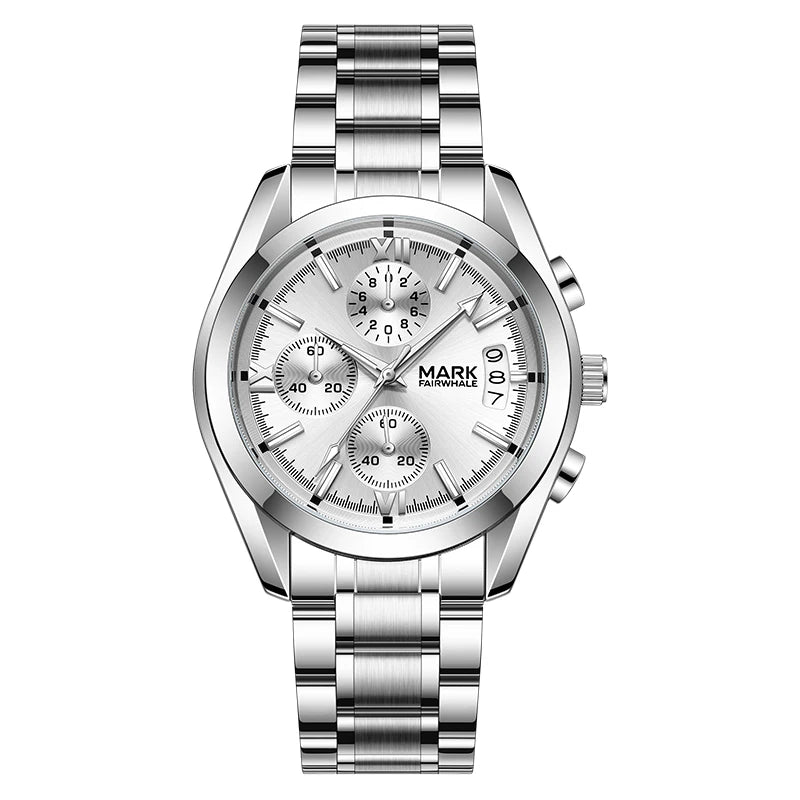 Mark Fairwhale High Quality Luxury Designer Sports Stainless Band Minimalist Casual Chronography Waterproof Men Quartz Watches-6
