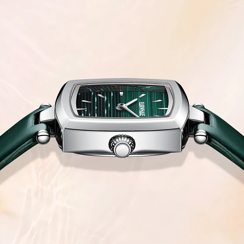 Newest Diamond Rhinestone Fashion Women Leather Watch Square Leather Bracelet Watch White Black Green  Women Quartz Watches-2