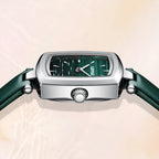 Newest Diamond Rhinestone Fashion Women Leather Watch Square Leather Bracelet Watch White Black Green  Women Quartz Watches-2