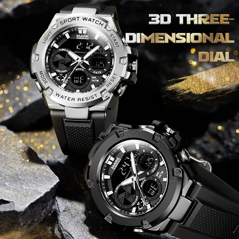 Mark Fairwhale New Sports Men's Digital Watch Silicone Strap Waterproof Luxury Watch Luminous Shockproof Clock Electronic Watch-0