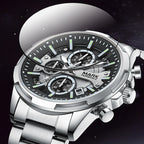 Mark Fairwhale Men Quartz Chronograph Watch Luminous Hands Date 30M Water Resistant Stainless Steel Bracelet Business Wristwatch-1