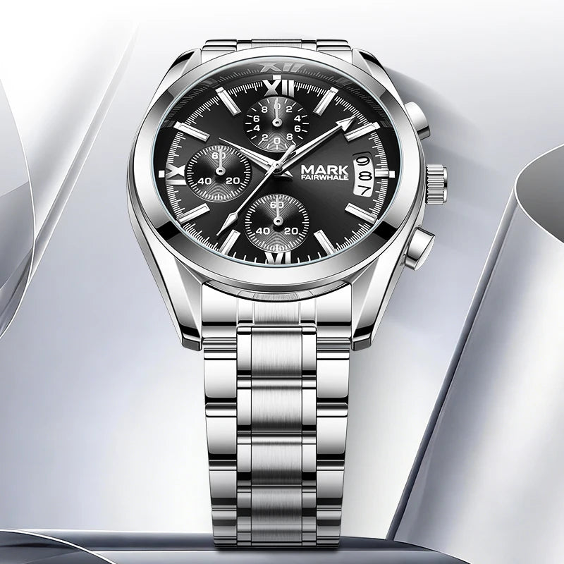 Mark Fairwhale High Quality Luxury Designer Sports Stainless Band Minimalist Casual Chronography Waterproof Men Quartz Watches-0