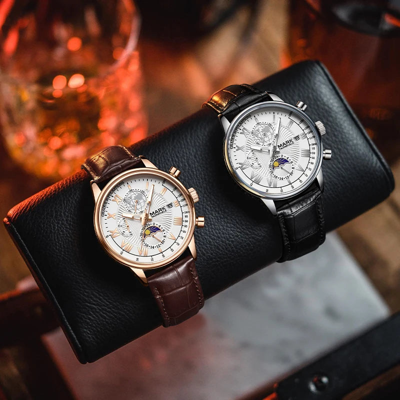 Mark Fairwhale New Cross Border Light Luxury Retro Business Mens Watch Chronograph Luminous Waterproof Quartz Watch Wholesale-2