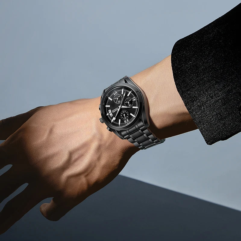 Mark Fairwhale High Quality Luxury Designer Sports Stainless Band Minimalist Casual Chronography Waterproof Men Quartz Watches-5