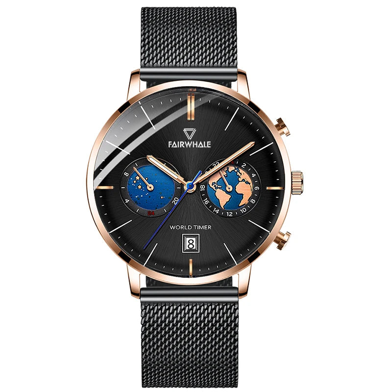 Newest Luxury Multi-Function Men's Leather Quartz Watches Business Simple Design-11
