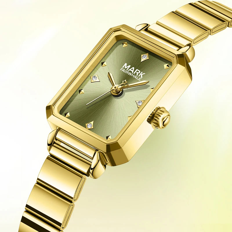 Mark Fairwhale Ladies Watch Elegant Square Luxury Quartz Watches Fashion Stainless Steel Watchband Women's Wristwatches-1