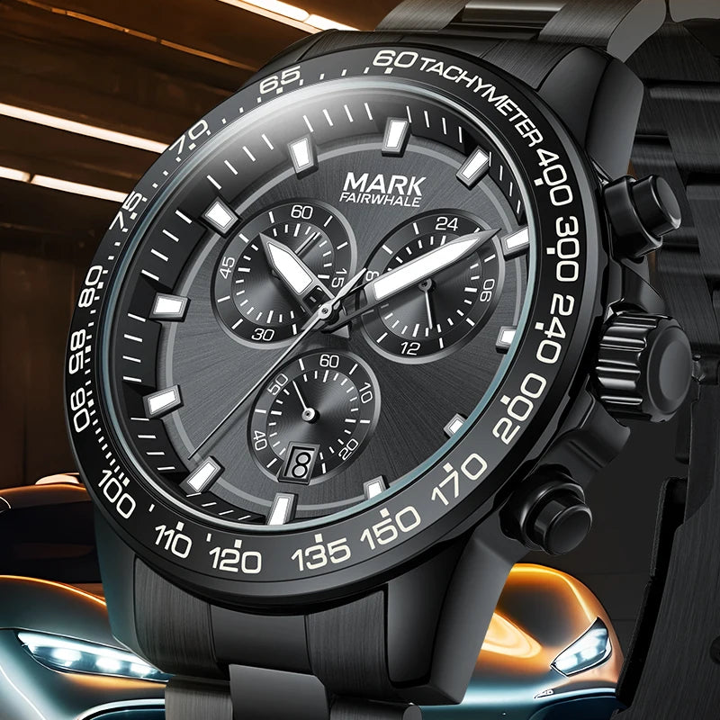 Mark Fairwhale Brand Fashion Alloy Case Night Light Quartz Wristwatches Waterproof Business Sports Watch for Men-0
