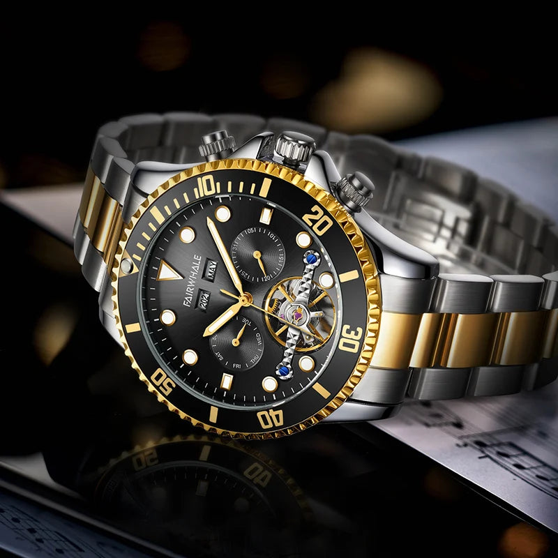 Luxury Automatic Movement 3ATM Waterproof Steel Strap Automatic Men Mechanical Watch-5