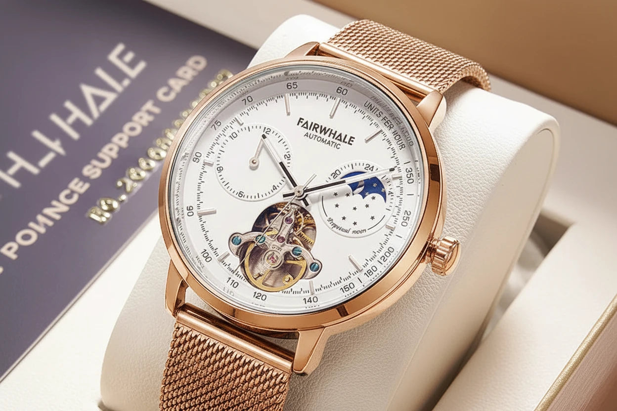 Black Luxury Mechanical Movement Automatic Fashion Leather Strap Men Tourbillon Wrist Watch-8