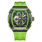 Mark Fairwhale New Design Automatic Mechanical Watch for Man Skeleton Luminous Hands Moon Phase Waterproof Rubber-6