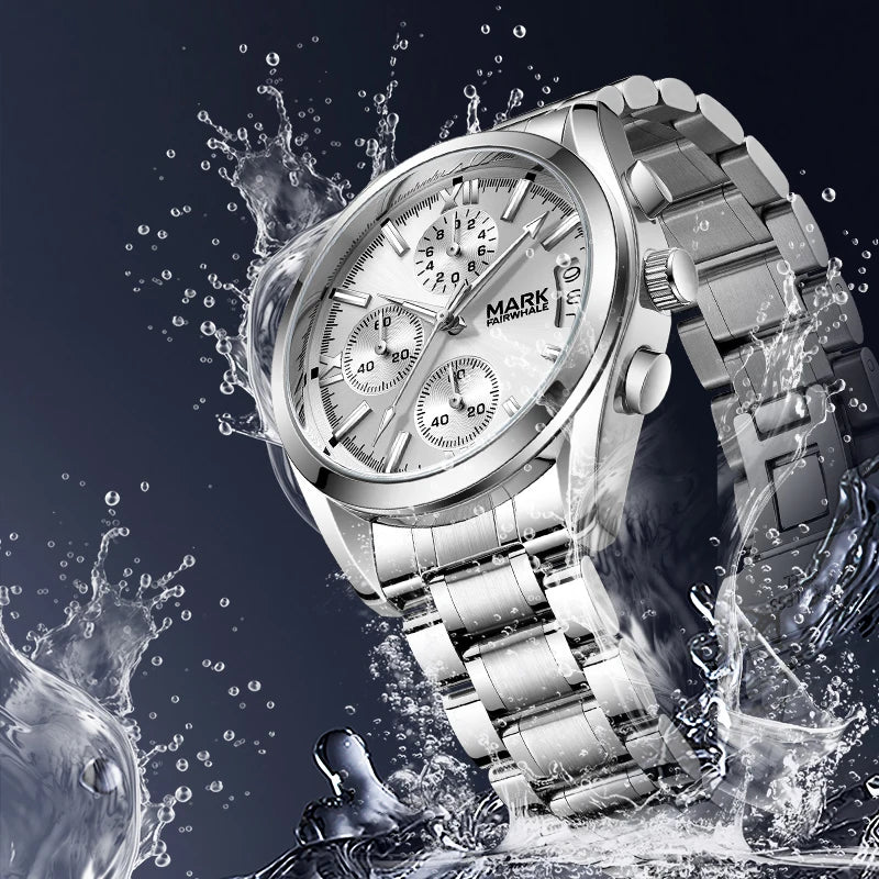 Mark Fairwhale High Quality Luxury Designer Sports Stainless Band Minimalist Casual Chronography Waterproof Men Quartz Watches-1