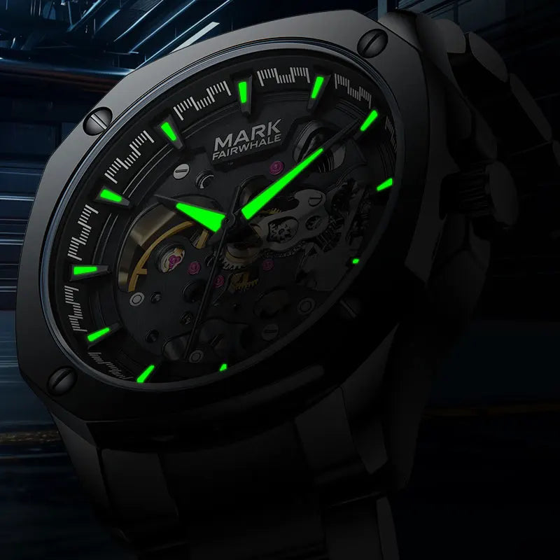 Mark Fairwhale Men's Watches Fashion Trend Automatic Mechanical  Movement Wristwatch  Luminous Watches for Men-5