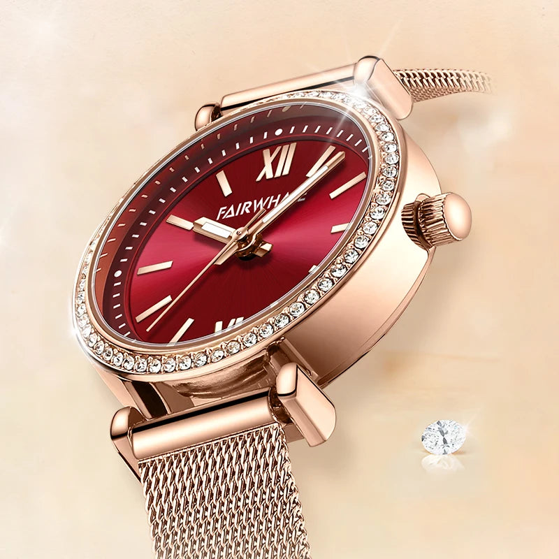 2023 Luxury Women Rose Gold Watch Fashion Ladies Quartz Diamond Wristwatch Elegant Female Watches Reloj Mujer-2