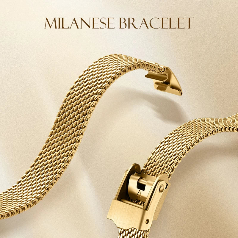 Mark Fairwhale Cross Border New Arrival Fashion Gold Mesh Strap Womens Watch Light Luxury Retro Milanese Steel Band Quartz Watch-5