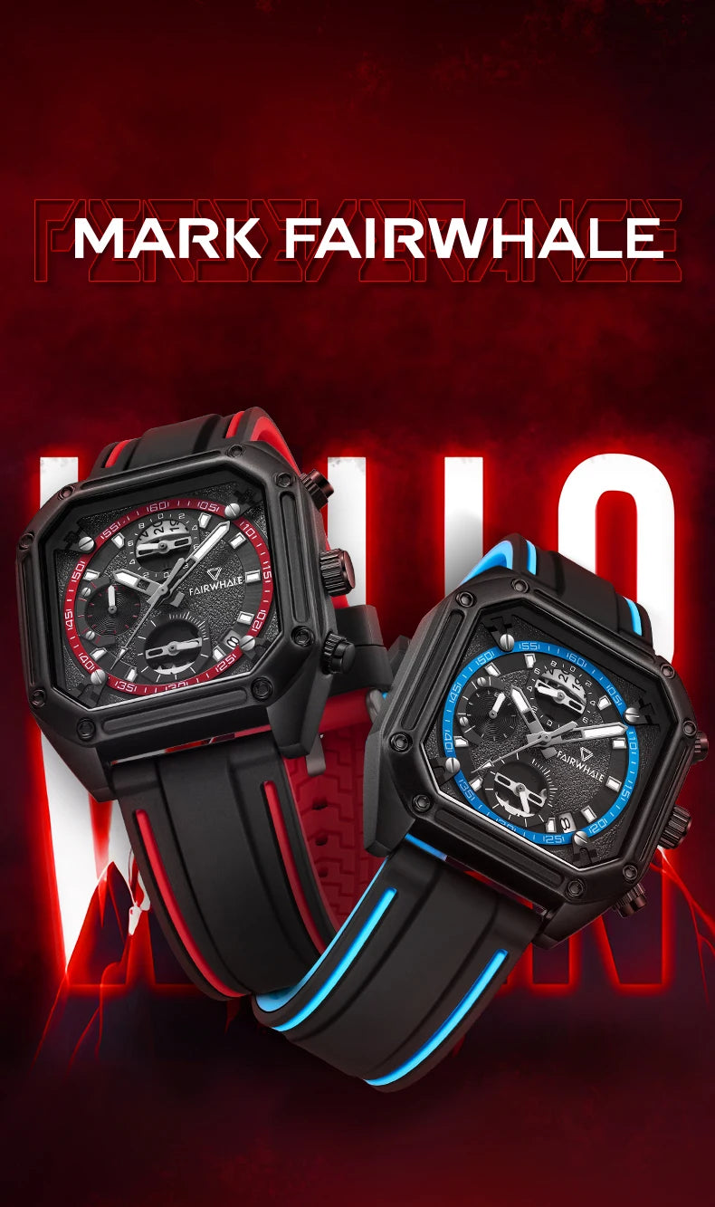 Fairwhale  New Watches Men Chronograph Sport Watches High Quality Silicone Strap Quartz Wristwatch-3
