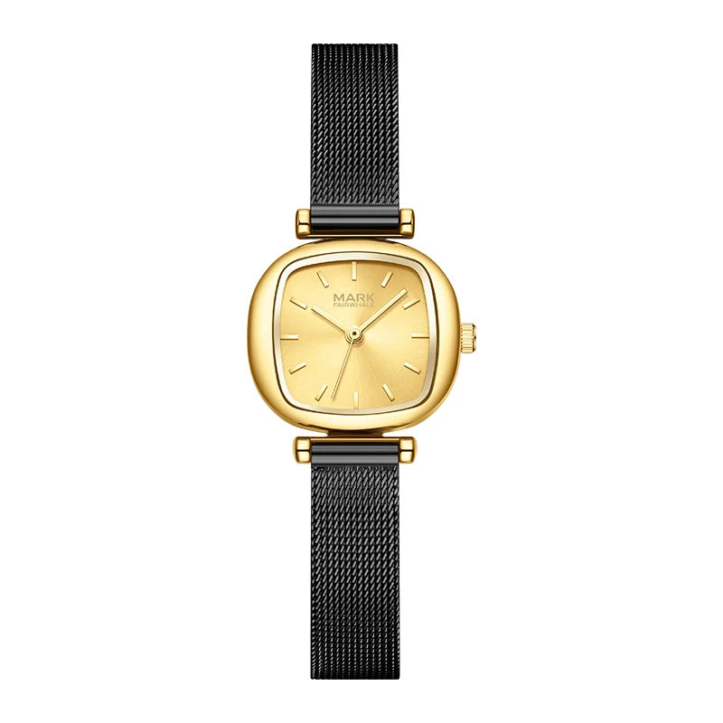 Mark Fairwhale Hot Sale Women's Quartz Watch Light Luxury Square Dial 24mm Alloy Case Business Versatile Mesh Strap Girl Watch-7