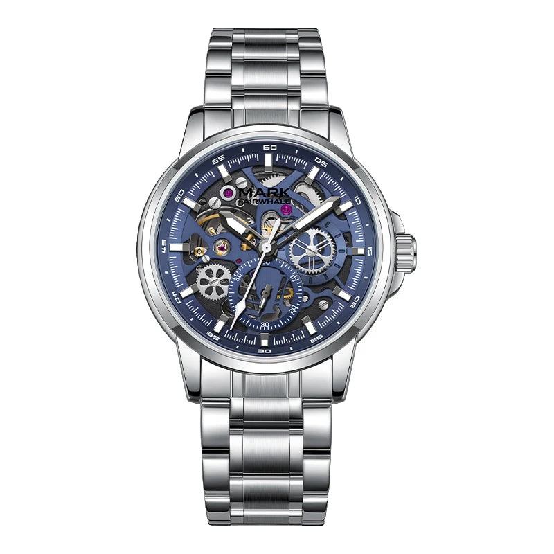 Mark Fairwhale Automatic Mechanical Skeleton Watch Luminous Water Resistant Metal Mens Casual Commute Watch-6