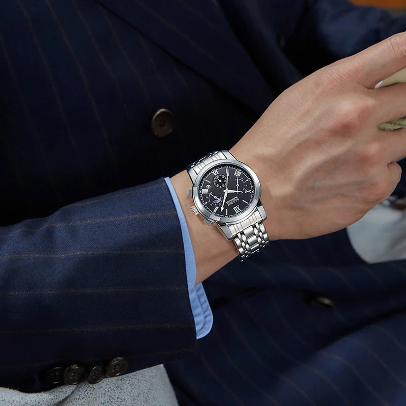 Mark Fairwhale 2025 New Mens Watch Sun Moon Star Dial Modern Stylish Luminous Water Resistant Quartz Watch Wholesale-4