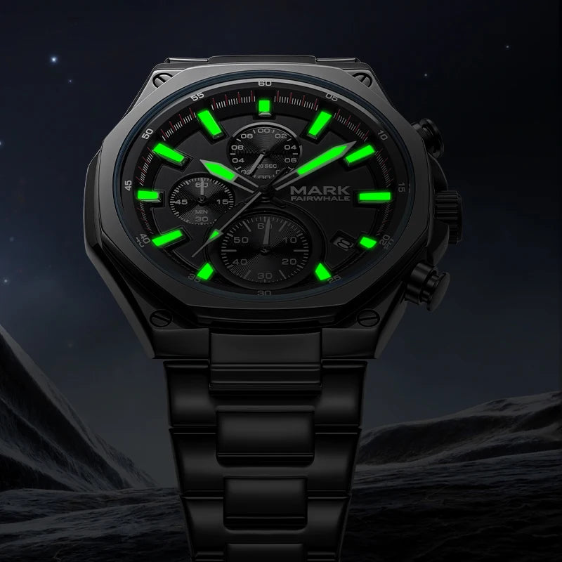 Mark Fairwhale New Cross Border Stylish Trendy Mens Watch Multi Function Chronograph Luminous Water Resistant Quartz Watch-4
