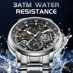 Mark Fairwhale Automatic Mechanical Skeleton Watch Luminous Water Resistant Metal Mens Casual Commute Watch-1