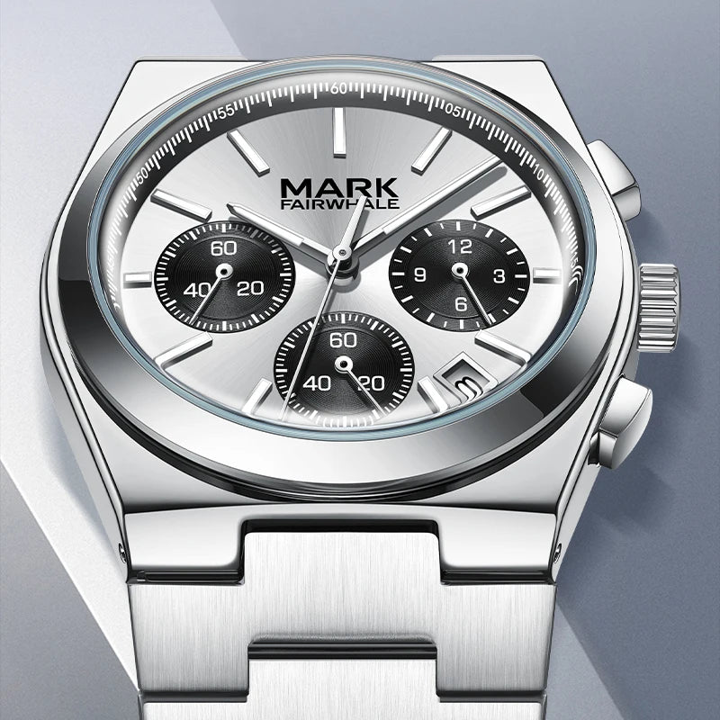 Mark Fairwhale Luxury Design Stainless Steel Band High Quality Men Chronograph Quartz Watch-1