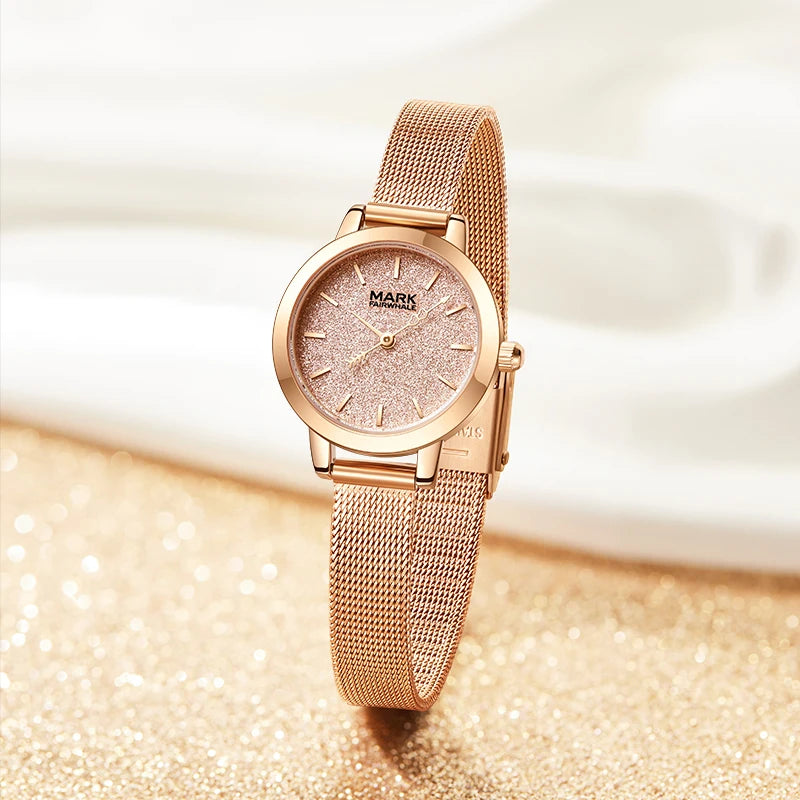 Mark Fairwhale Cross-Border Hot Selling Starry Sky Dial Quartz Watch Trendy Milanese MeshStrapLadies Watch Wholesale Bulk Supply-0