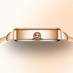 Brand Women Watches Fashion Square Ladies Quartz Watch Bracelet Set Green or Blue Dial Simple Rose Gold Stainless Luxury Watch-4