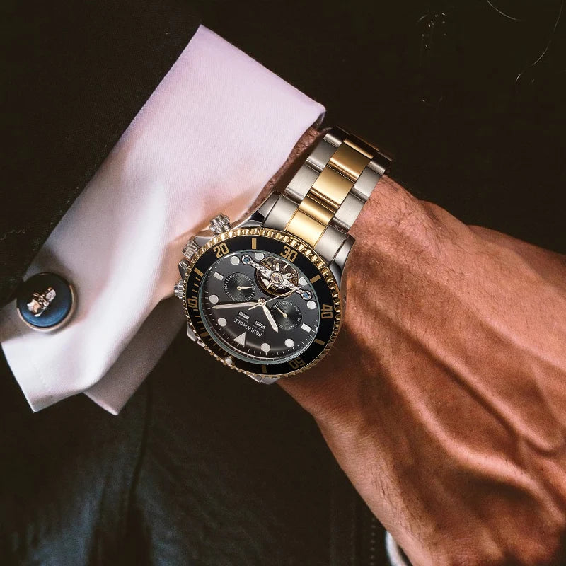 Luxury Automatic Movement 3ATM Waterproof Steel Strap Automatic Men Mechanical Watch-2