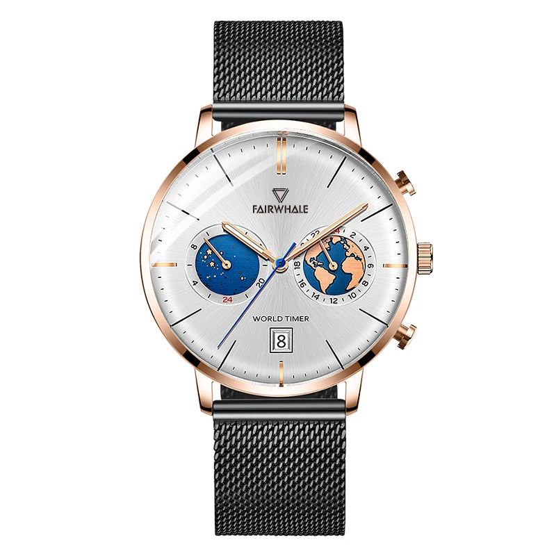 Newest Luxury Multi-Function Men's Leather Quartz Watches Business Simple Design-3