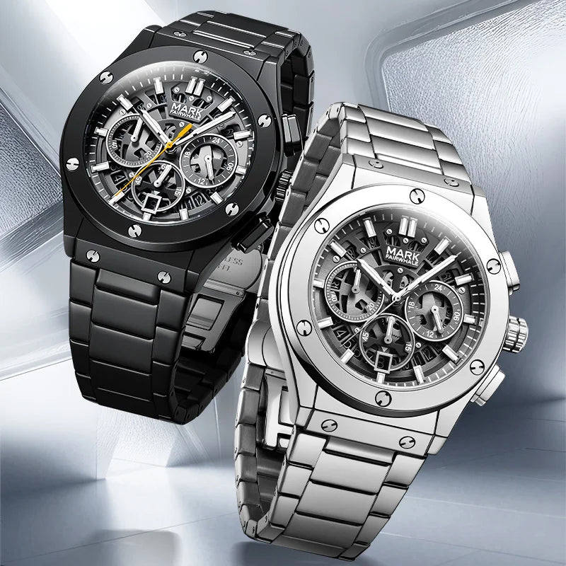 Mark Fairwhale Hot Selling Luxury Men's Quartz Wrist Watch Six-Pin Chronograph Watch Night Light Pointer Fashion Quartz Watch-0