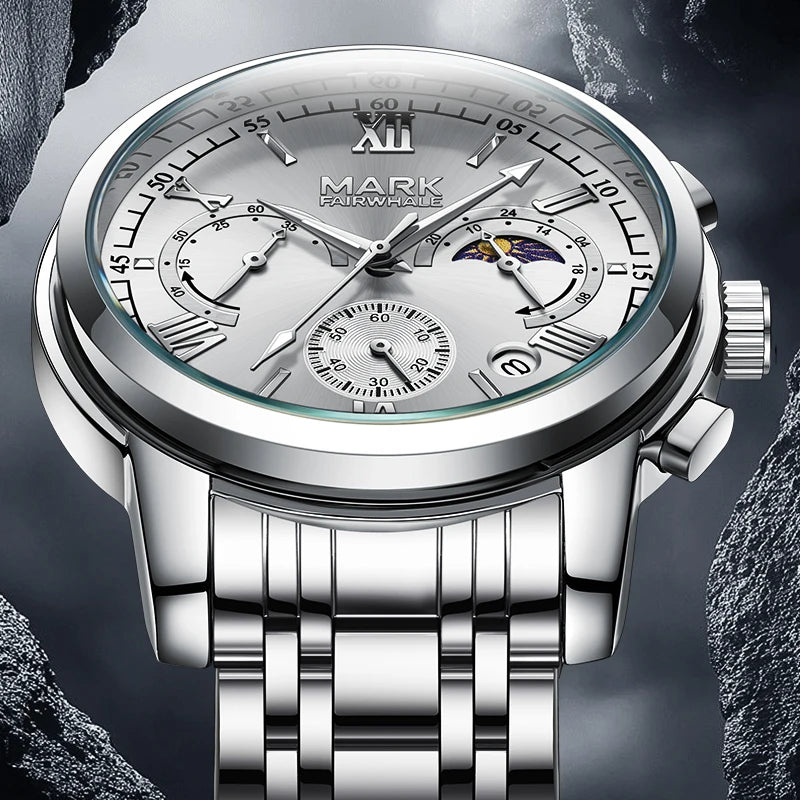 Mark Fairwhale 2025 New Mens Watch Sun Moon Star Dial Modern Stylish Luminous Water Resistant Quartz Watch Wholesale-0
