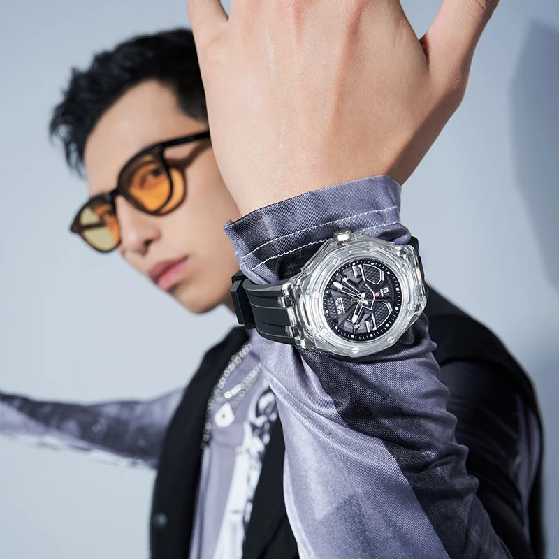 Luxury Sport Quartz Watches for Men Waterproof Wristwatches CalendarClock 44mm Dial Diameter 20mm Business Style-3
