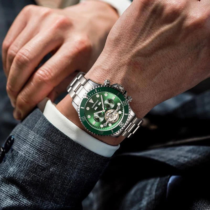 Luxury Automatic Movement 3ATM Waterproof Steel Strap Automatic Men Mechanical Watch-4
