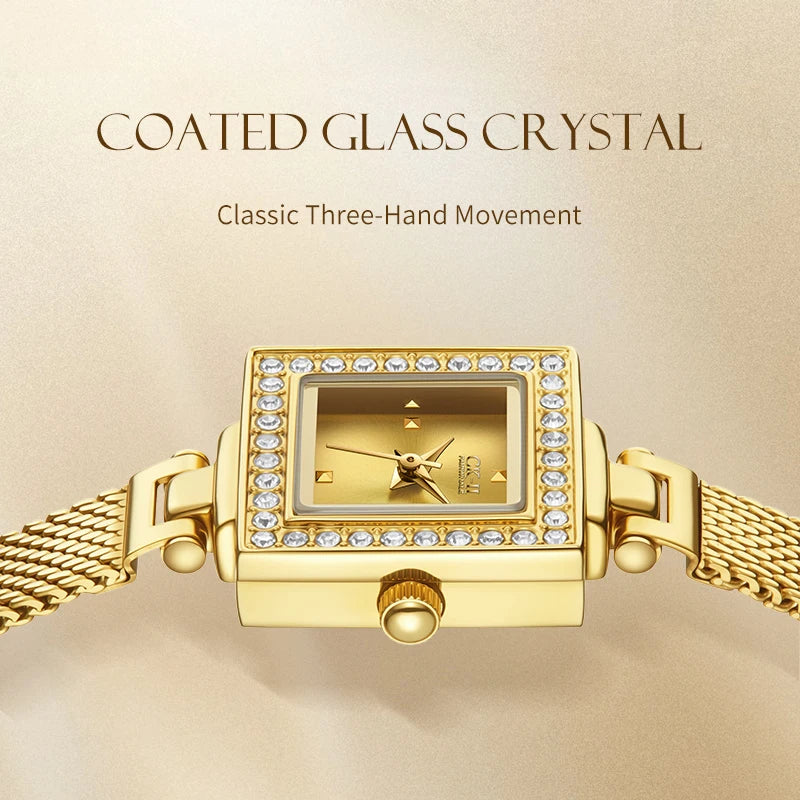 Mark Fairwhale Cross Border New Arrival Fashion Gold Mesh Strap Womens Watch Light Luxury Retro Milanese Steel Band Quartz Watch-2
