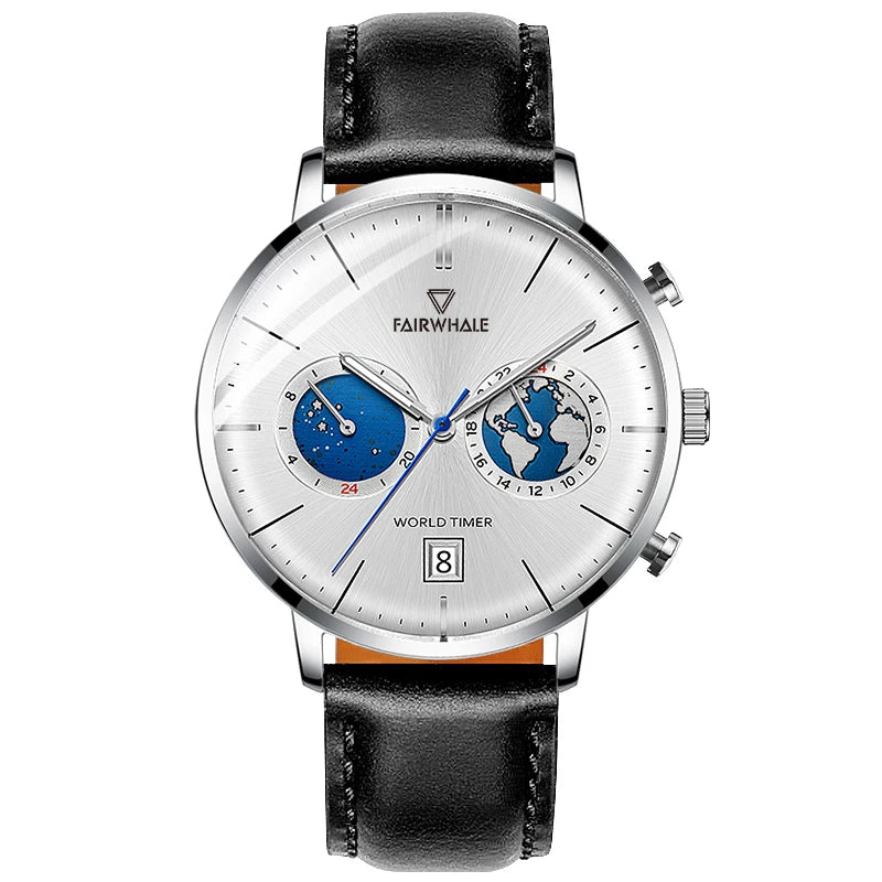Newest Luxury Multi-Function Men's Leather Quartz Watches Business Simple Design-6