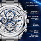 Mark Fairwhale Classic Brand Luxury Stainless Steel Strap Watch Multifunctional Quartz Watch Men Waterproof Chronograph Watch-2