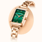 Brand Women Watches Fashion Square Ladies Quartz Watch Bracelet Set Green or Blue Dial Simple Rose Gold Stainless Luxury Watch-2