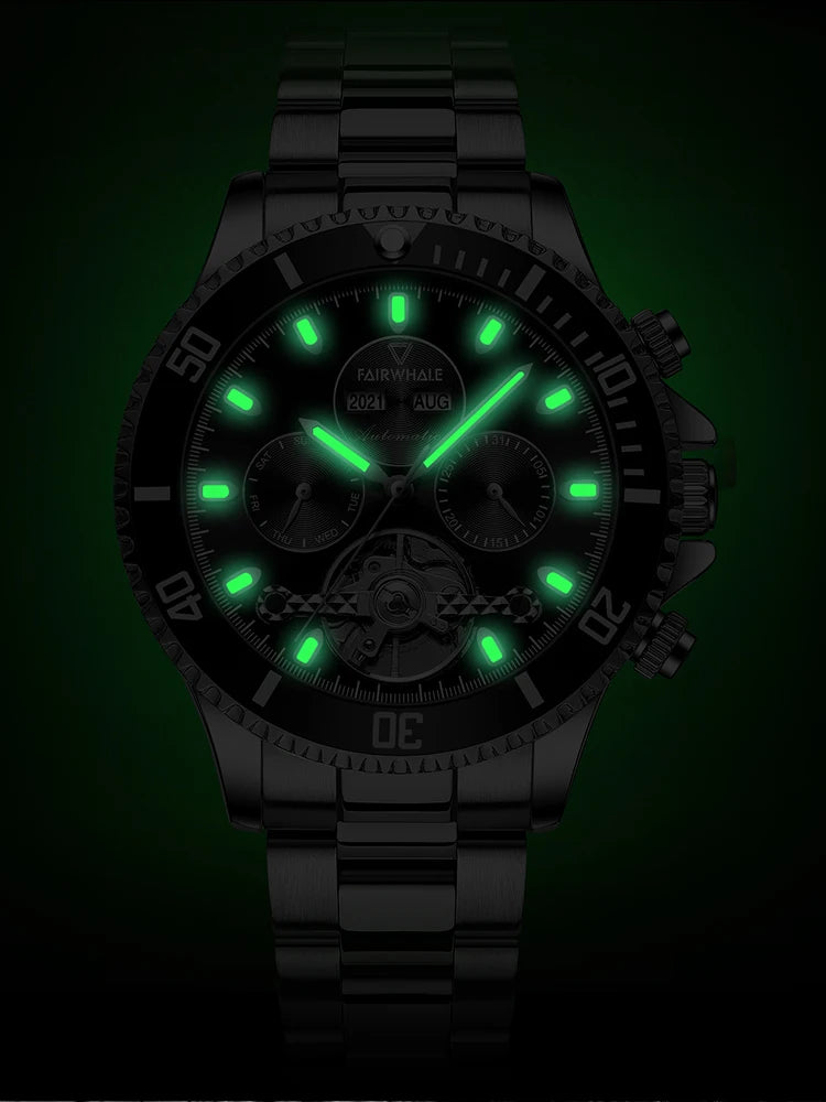 Fairwhale High Quality Waterproof Custom Logo Butterfly Double Button Watch for Men Business Stainless Steel Strap Watches-2