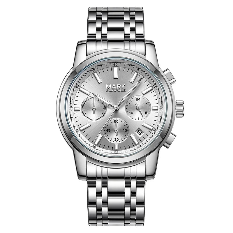 Mark Fairwhale New Arrival Business Casual Style Men's Multifunctional Three Eye Chronograph Quartz Watch Factory Wholesale-8