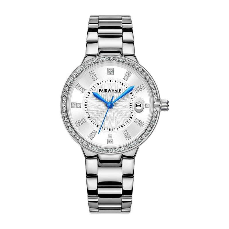 Mark Fairwhale Round Alloy Case Quartz Women's Watch Hot Sale Fashionable Wrist Bracelet for Lady Diamond Dial Luxury Wristwatch-7